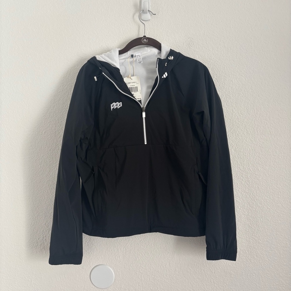 NWT Adidas Women's Size Small Black 1/4 Zip Pullover Hooded Jacket